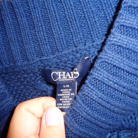 CHAPS Sweater Size Large Blue & White - Picture 5 of 9